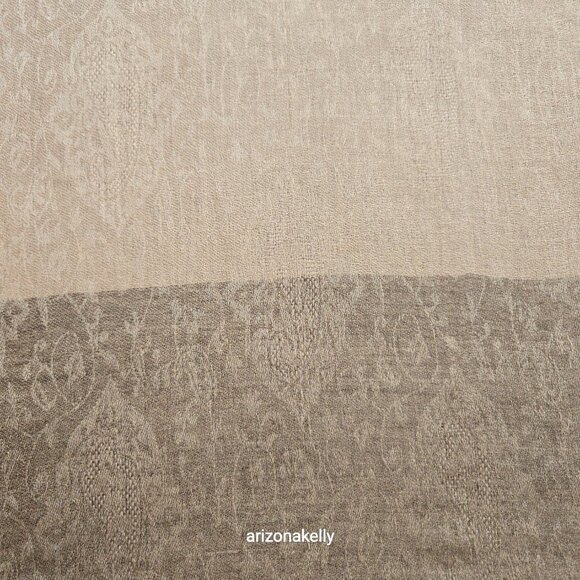 NWOT Cashmere Jacquard Lightweight Scarf Tan and Brown - Picture 3 of 12